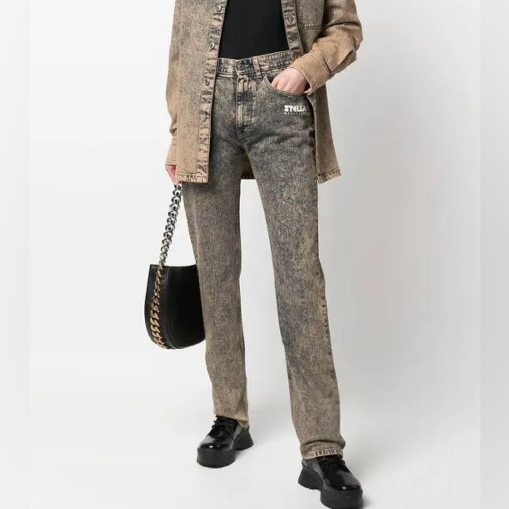 Stella McCartney x Disney Fantasia Logo Peach Blue Stonewash Straight Leg Jeans